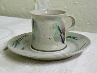 hand-thrown stoneware espresso cup and saucer