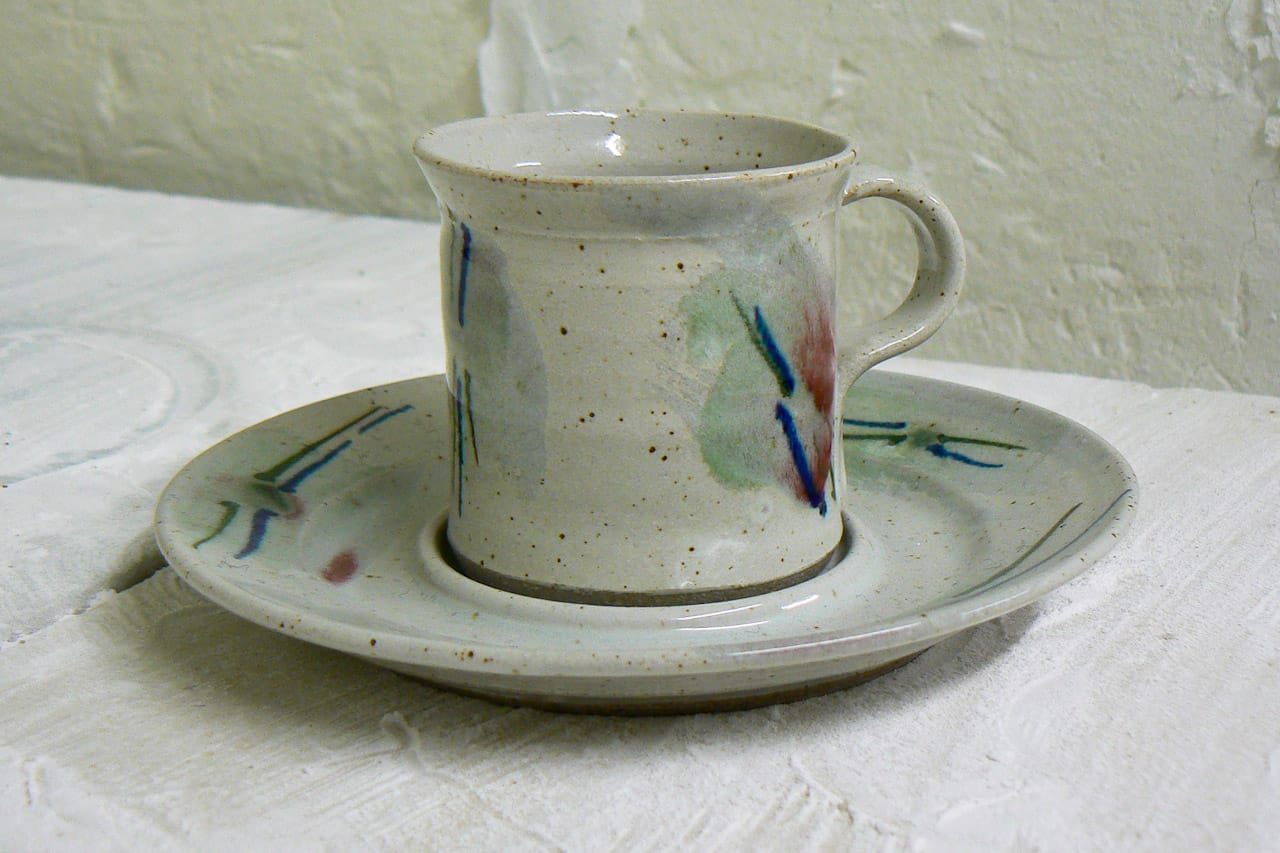 hand-thrown stoneware espresso cup and saucer