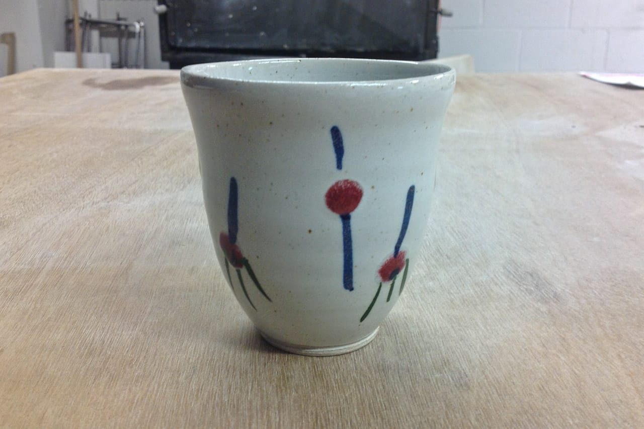 hand-thrown stoneware green tea cup