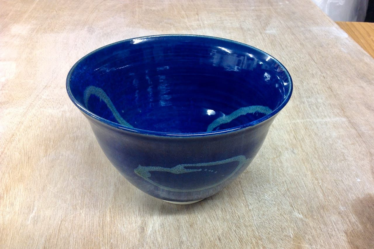 hand-thrown blue porcelain bowl by peter downey