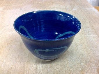 hand-thrown blue porcelain bowl by peter downey